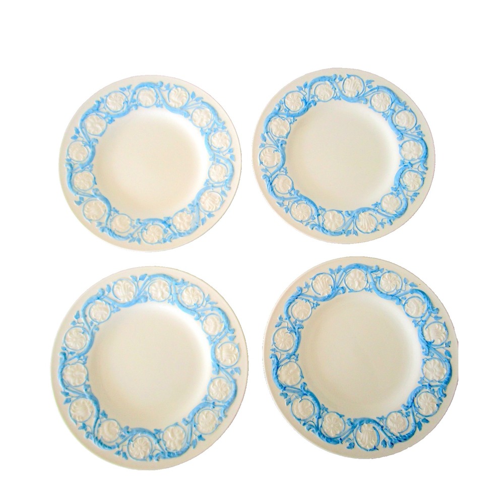 Vintage Wedgwood Patrician 7 3/8" Rare Plates Blue and White Floral Set of 4